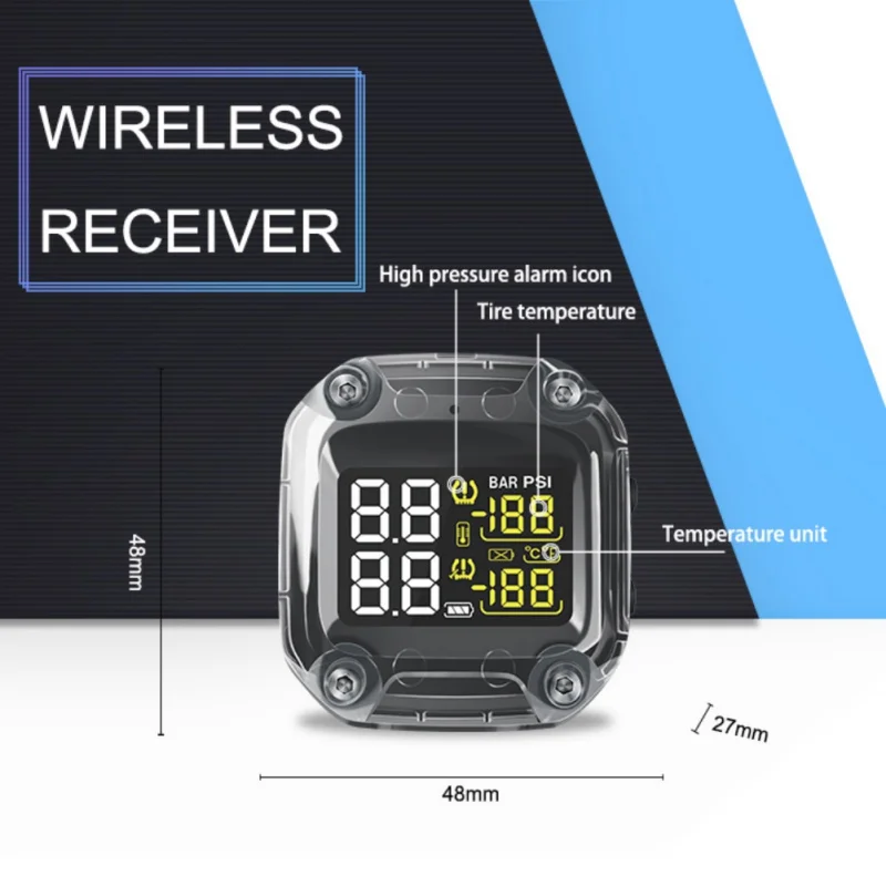 

Новейший Внешний WI-Fi сенсор беспроводной ЖК-дисплей система мониторинга давления в шинах датчики в реальном времени мотоцикл TPMS давление в ...