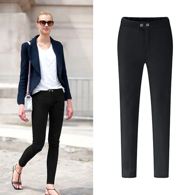 

Pencil Pants Plus Size M - 6XL 3XL 4XL 5XL High Waist Elastic Waist Skinny Casual Long Full Length High Quaitly Black 32651