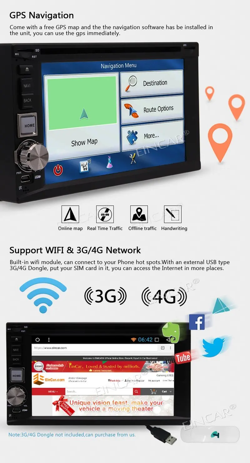 Android 7.1 nougat 2 ГБ + 32 6.2 &quotстерео двойной Дин dvd плеер автомагнитолы Поддержка GPS Navi dab
