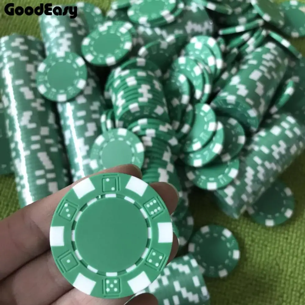 Green С фабрики казино ABS+ железо+ глина игральные кости покер чип Texas Hold'em покер Металлические Монеты черный Джек фишки набор аксессуары для покера - Цвет: Green