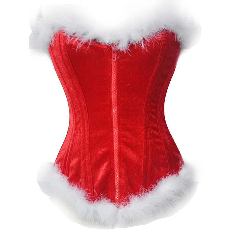 TaFiY сексуальный Рождественский стальной корсет для женщин Miss Santa Бюстье Топ с