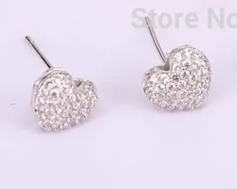 Silver Color 10 пар ZYZ177-8378 модные золотые серебряные черные серьги в форме сердца микро проложить прозрачный CZ Циркон серьги гвоздики для женщин ювелирные изделия подарок - Окраска металла: Silver Color