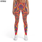 Женские психоделические леггинсы KYKU, разноцветные эластичные готические брюки с 3d принтом, радужные штаны из спандекса, 2019