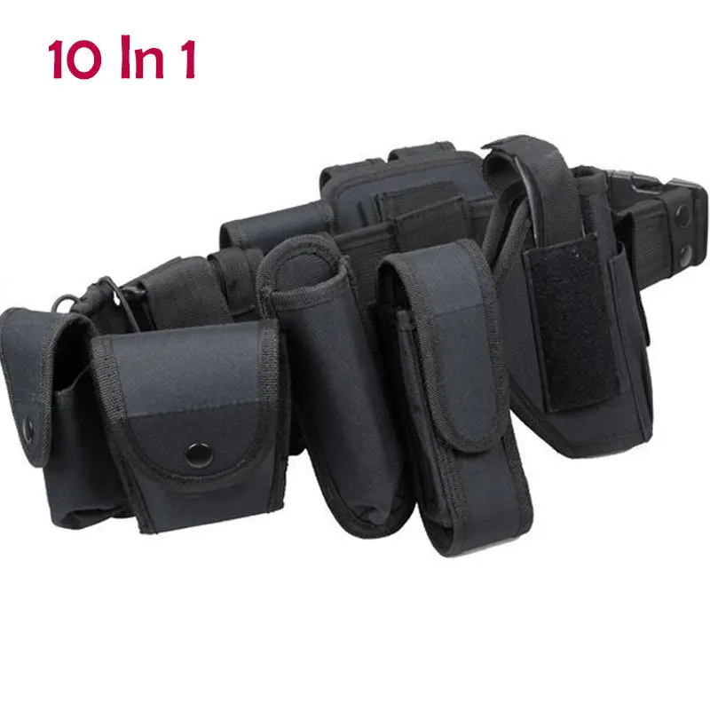 

10 In 1 Multifunctional Airsoft Tactical Duty Belt Police Security Belts Holster Magazine Pouch Set Black