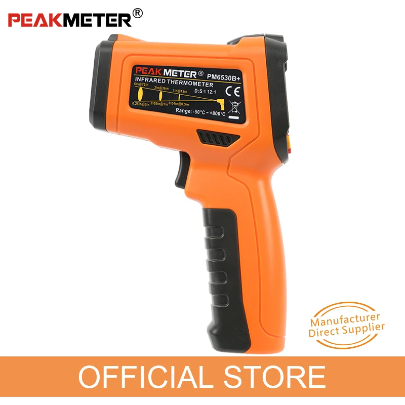 PEAKMETER PM6530B+ лазерный lcd цифровой ИК инфракрасный термометр измеритель температуры пистолет точечный-50~ 550 градусов Бесконтактный термометр
