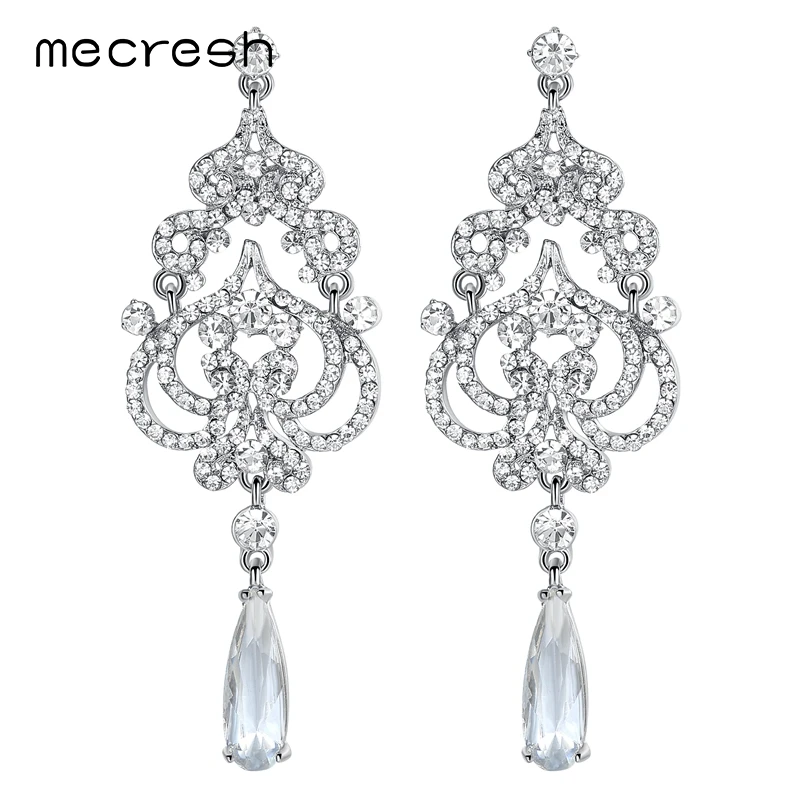Крупные свадебные серьги mecrish с люстрой искусственный фианит в форме сердца