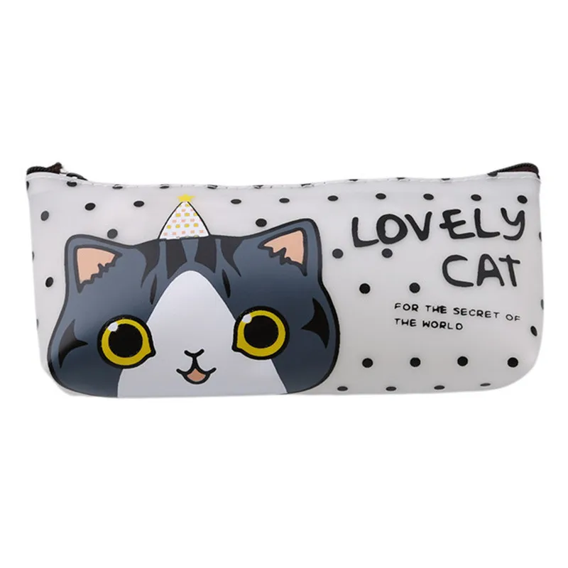 Новинка Kawaii Cat школьная сумка для хранения карандаши Милые силиконовые