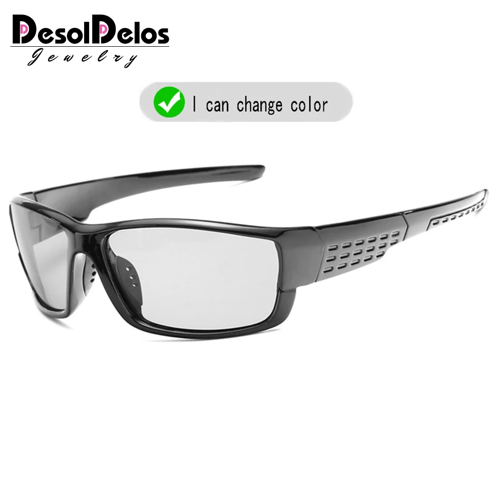 B1020 bright black Поляризованные квадратные фотохромные солнцезащитные очки для вождения, мужские очки-хамелеоны, мужские очки для вождения, UV400, солнцезащитные очки для рыбалки, B1020 - Цвет линз: B1020 bright black