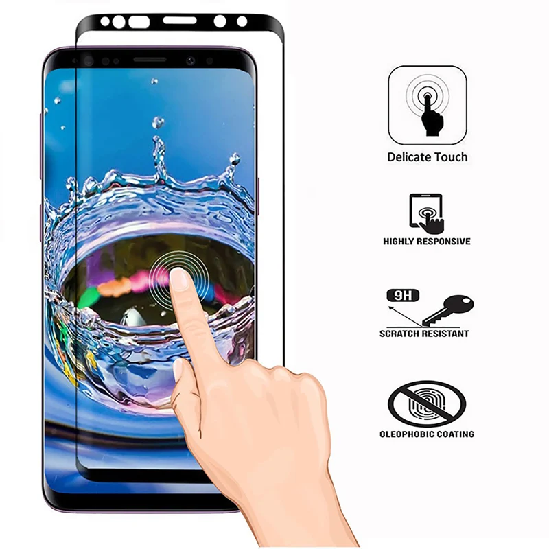 3D закаленное Стекло для samsung A50 S10 S9 S8 note9 S7 edge защитный чехол прозрачный Экран