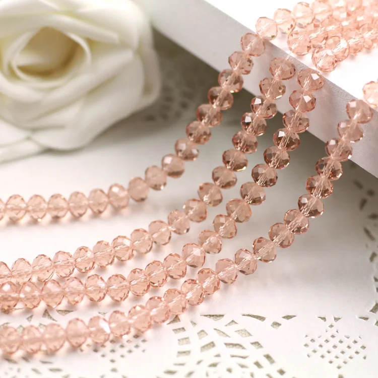5040 AAA высокое качество кристально чистый AB Цвет свободный кристалл стекло Rondelle beads. 2 мм 3 мм 4 мм, 6 мм, 8 мм 10 мм, 12 мм - Цвет: Light Peach