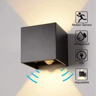 Уличный светодиодный настенный светильник с пассивным ИК датчиком движения, настенное бра, квадратный водонепроницаемый садовый светильник для крыльца, IP65, наружное освещение