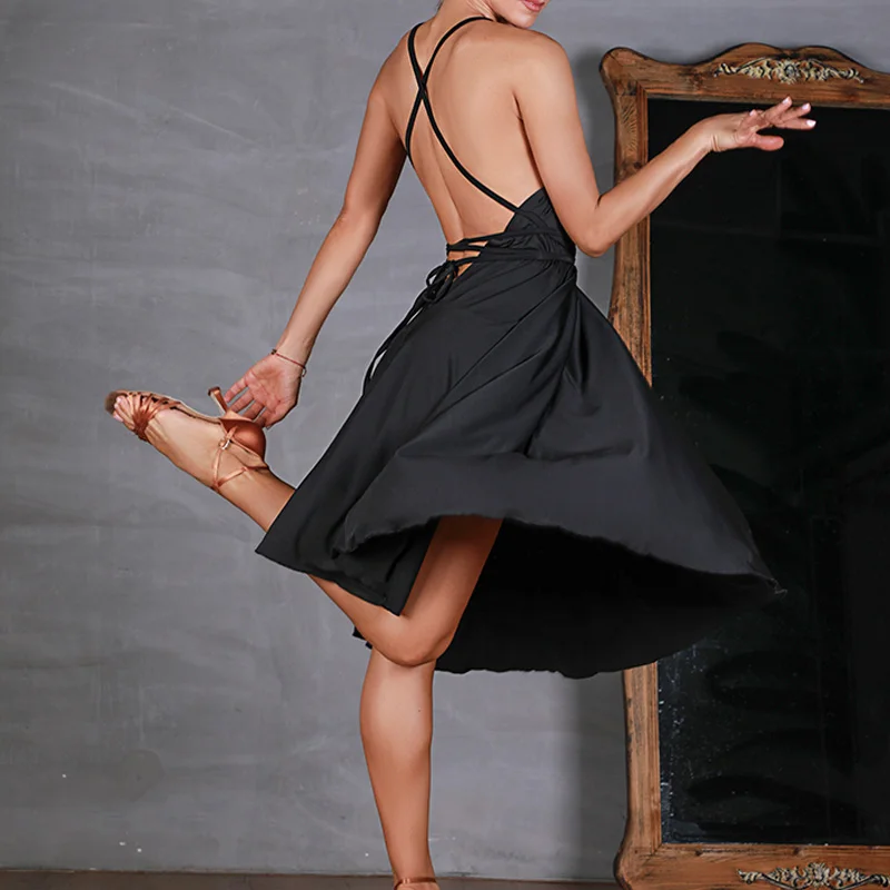 Новое платье для латинских танцев женская сексуальная открытая спина Женская
