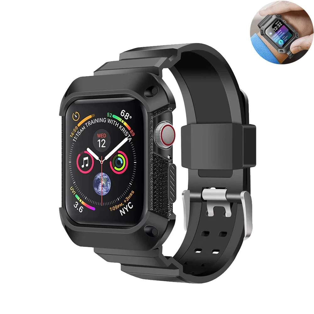 Спортивный ремешок для часов 44 мм 40 iwatch 4 прочный защитный чехол из ТПУ и браслет