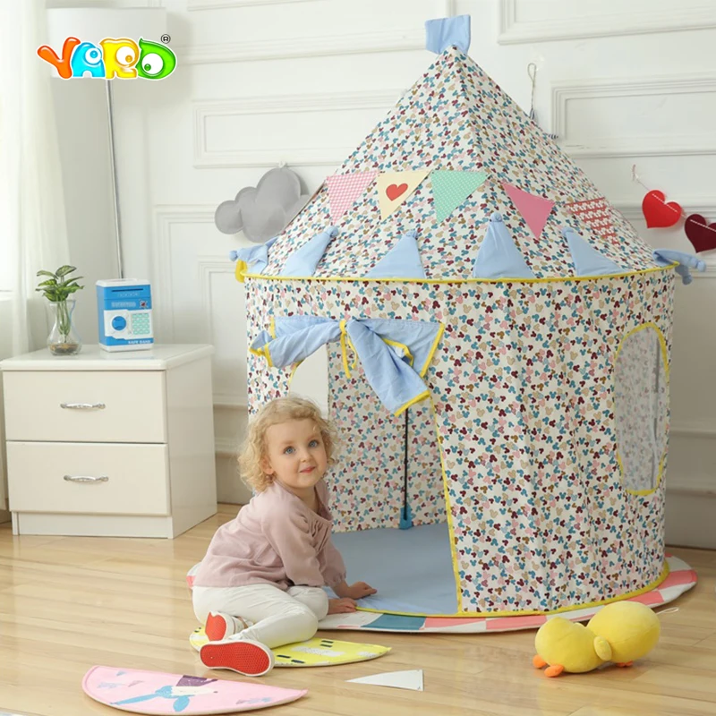 Детская игровая палатка для двора, 125X105 см, Замок принцессы для девочки, розовый игровой домик, детская палатка с мультипликационным принтом, складная в помещении, на открытом воздухе для ребенка