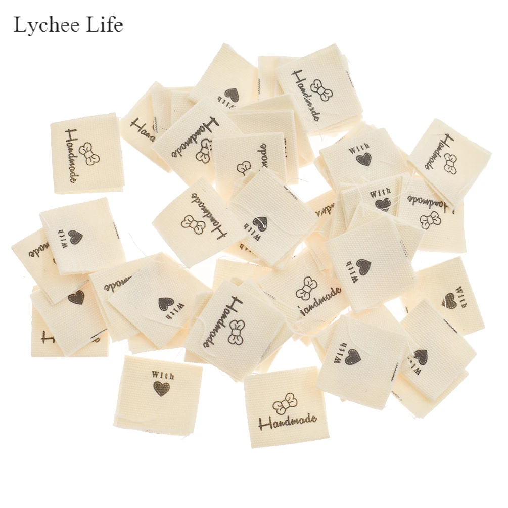2 Lychee Life 50 шт. ручной работы Тканые ярлыки с надписью одежда обувь сумки ручной работы хлопковые этикетки Diy бирки для одежды Швейные материалы - Цвет: 2