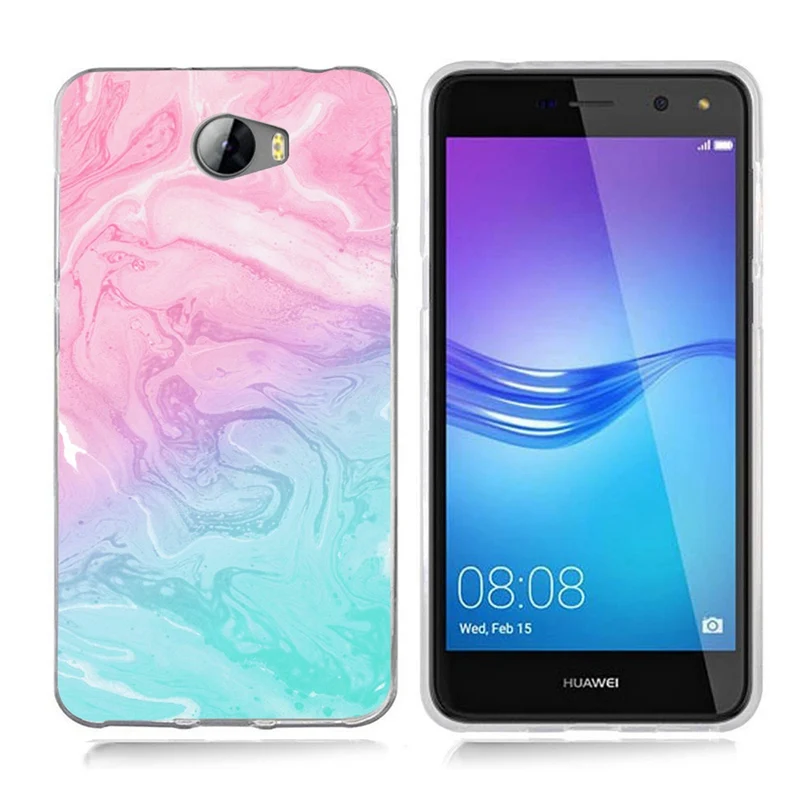 Цветной мягкий чехол из ТПУ с мраморным цветком и силиконовым рисунком для Huawei Y5