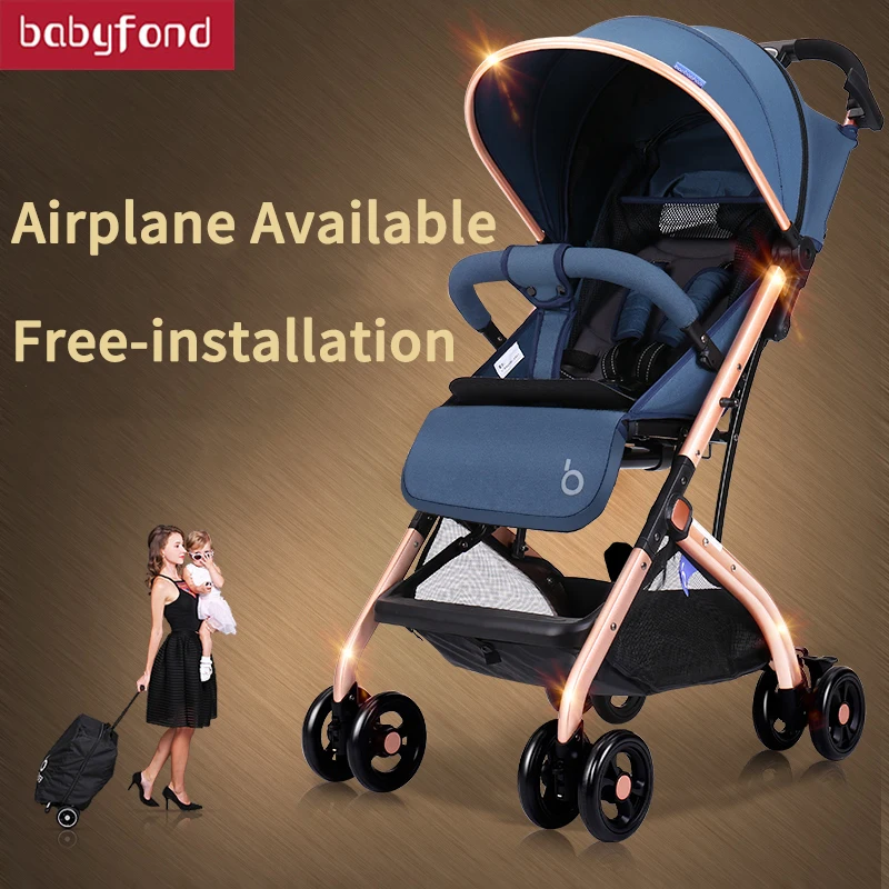 0363Light baby stroller umbrella baby car gold frame 6 gifts travel can lay baby carriage on plane car 175 newborn stroller