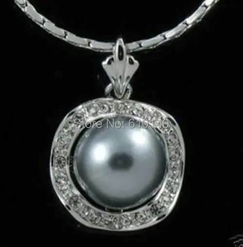 Серое жемчужное белое Кристальное объемное круглое женское ожерелье с подвеской