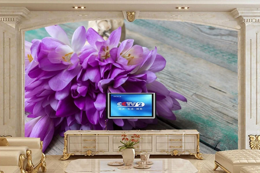 Обои Papel de parede букеты Crocuses фиолетовые цветы обои для ресторана гостиной дивана