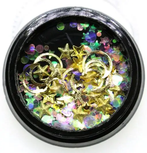 NO1 sequins Блестящая металлическая Лунная звезда, заклепки, сделай сам, дизайн ногтей, медная проволока, хрустальные украшения, смола, ювелирное изделие, рукоделие, мини-сердце, аксессуар, хлопья - Цвет: NO1 sequins