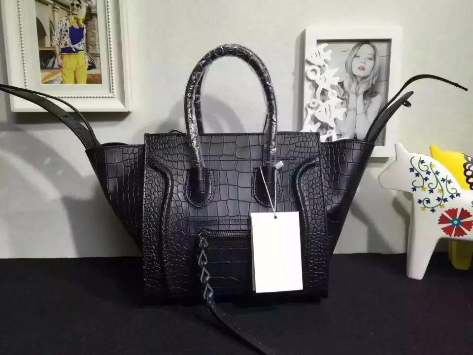 Летучая мышь крокодиловая кожа tote известный бренд уши сумки-мессенджеры женские сумки из натуральной кожи смайлик