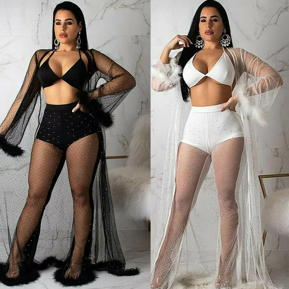 Женская накидка на бикини с блестками летняя кружевная сексуальный открытый