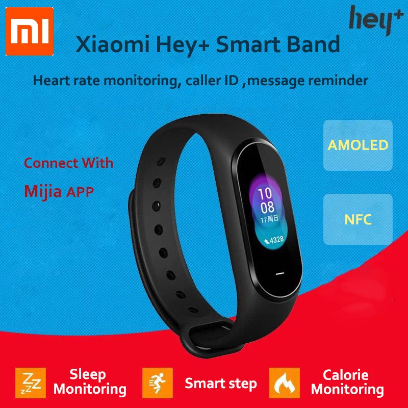 В наличии Xiaomi Hey Plus Smartband 0 95 дюймов AMOLED цветной экран встроенный