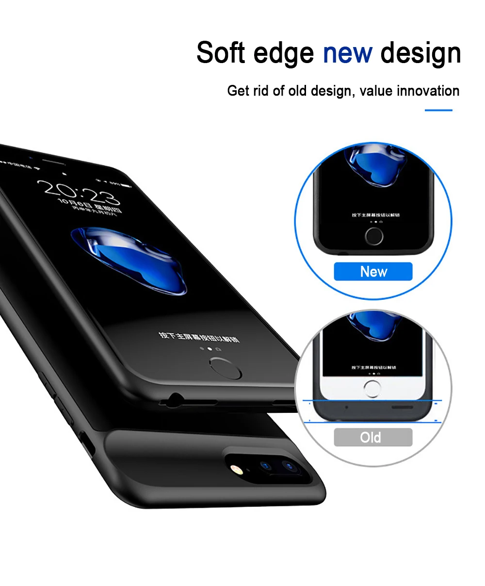 Внешний аккумулятор чехол для iphone 6 7 8 2500 мАч~ 7300 мАч банк питания для мобильного телефона зарядное устройство чехол для iphone 6P 7P 8P
