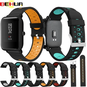 Силиконовый ремешок 20 мм для Xiaomi Huami Amazfit Bip S Pace Lite, сменный ремешок для молодежных часов, спортивный дышащий браслет