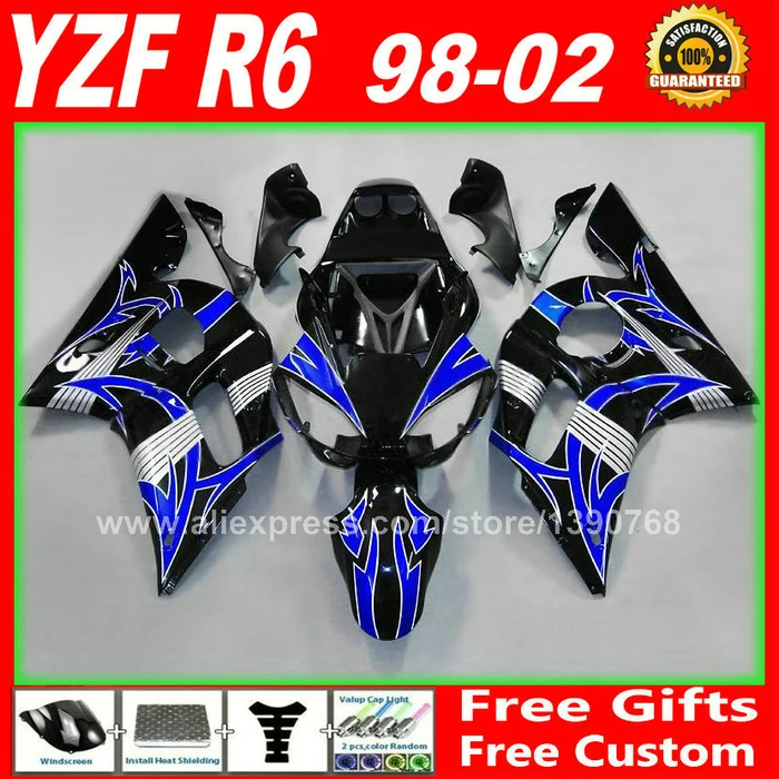 Белый синий обтекатель Набор для YAMAHA R6 1998 1999 2000 2001 2002 комплект частей тела 98 99 00 01 02