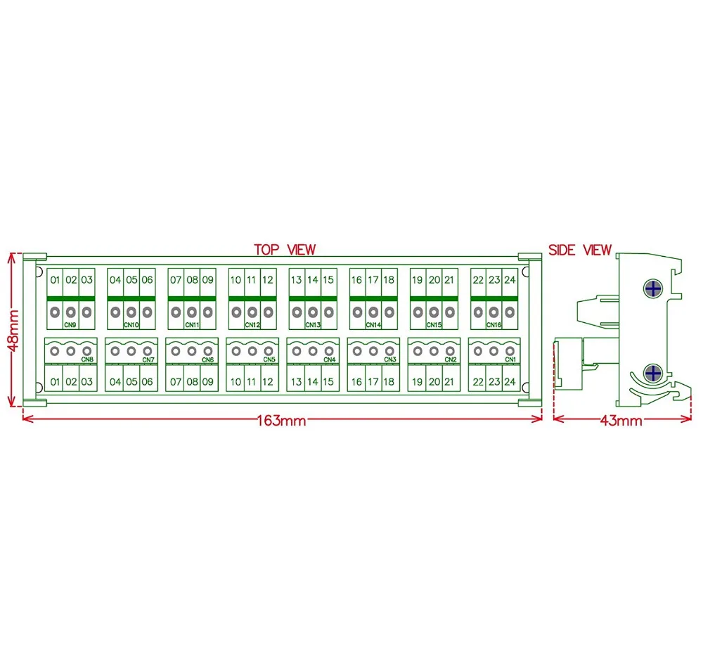 Электроника-салон DIN рейку подключаемый 8x3 Положение 10A/300 V винтовой клеммный блок распределительный модуль.(Верхний провод соединяется