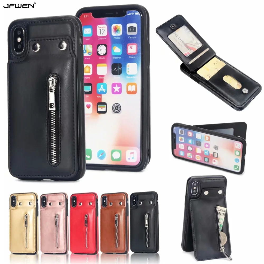 Сумка для телефона на молнии, Вертикальный флип-чехол для iphone XS Max X XR 7 8 6 6S Plus, чехол, кожаный держатель для карт, кошелек для iphone XS Max