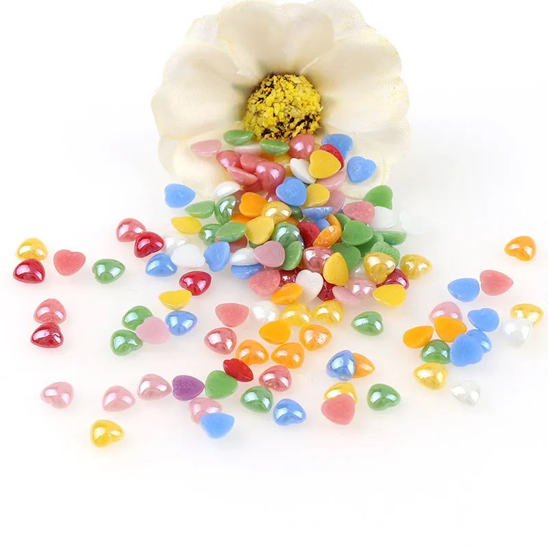 Милая форма сердца 500 шт./компл. разноцветные керамические бусины с плоской