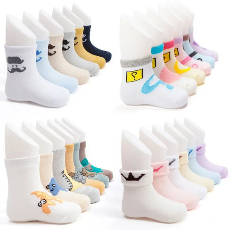 

6Pairs Baby Neonatal Newborn Cotton Socks For Girls And Boys Print Short Thin Mesh Casual Cartoon Sock 0-36 Months