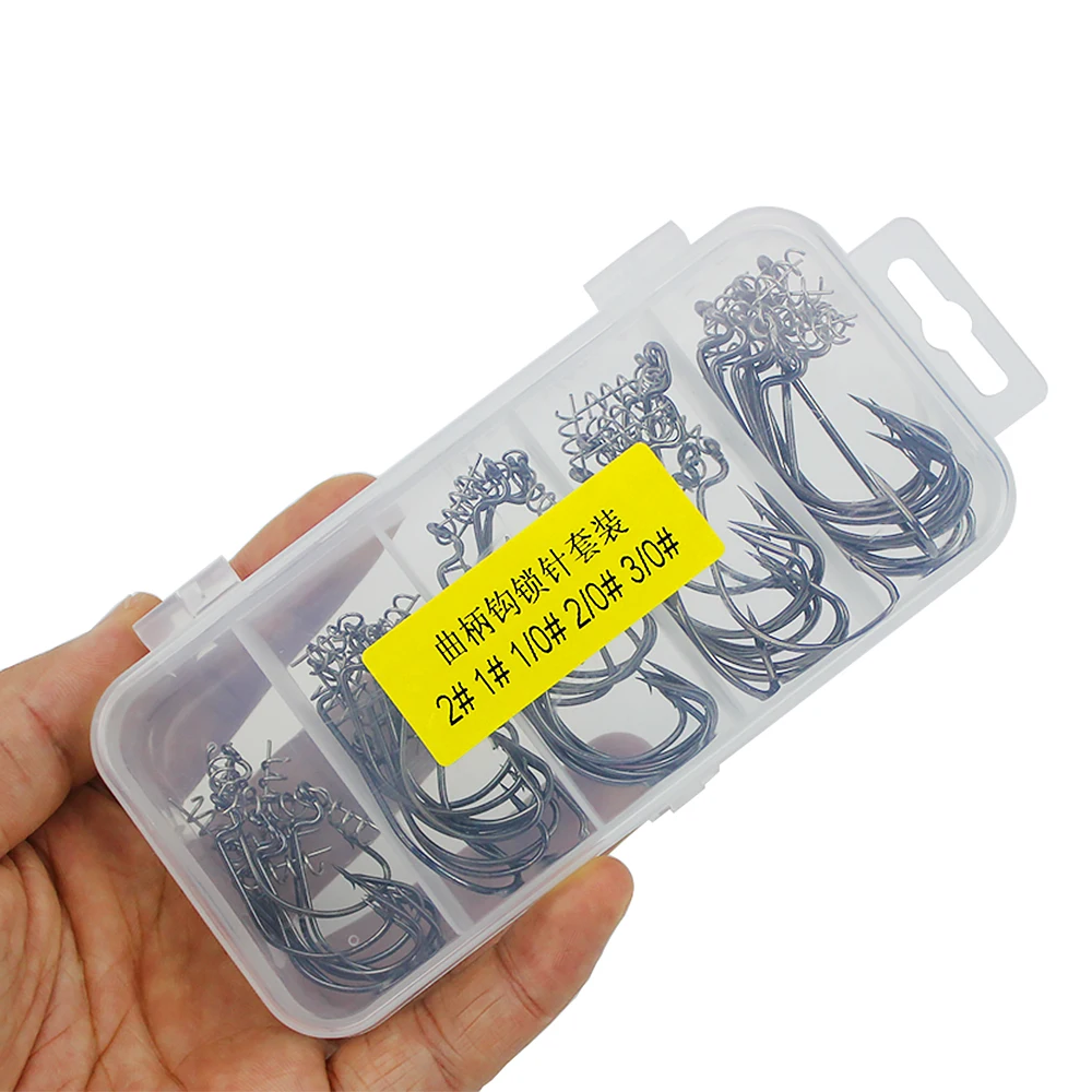 50 шт. крючки для Червяков набор мягких приманок с коробкой снастей рыболовные