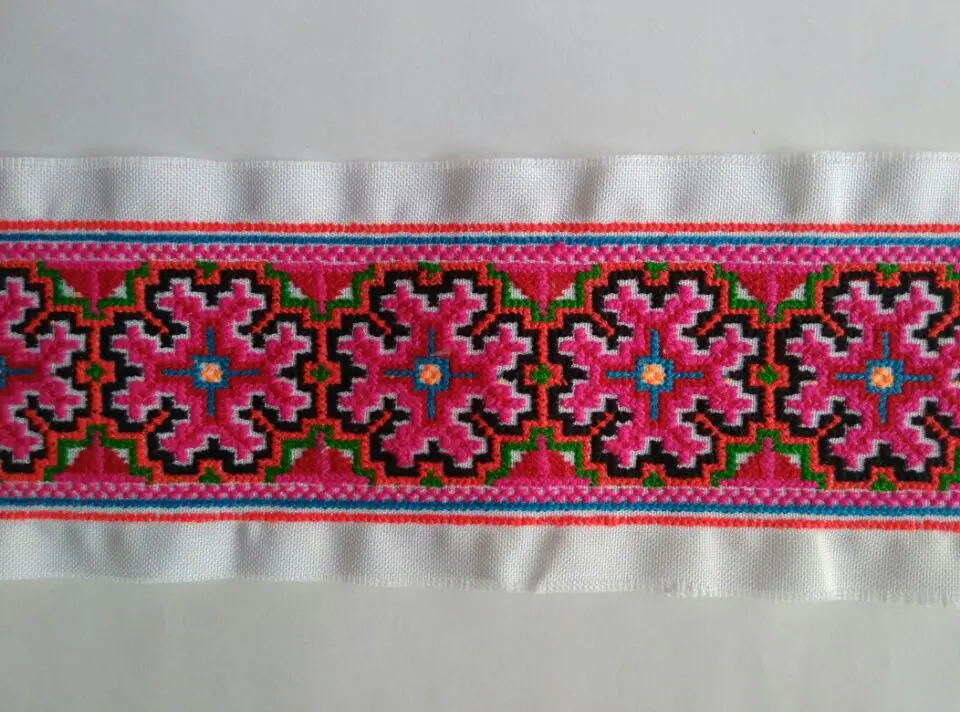 Вышивка miao hmong крючком хлопковая ткань кружевная отделка 8 см платье с воротником