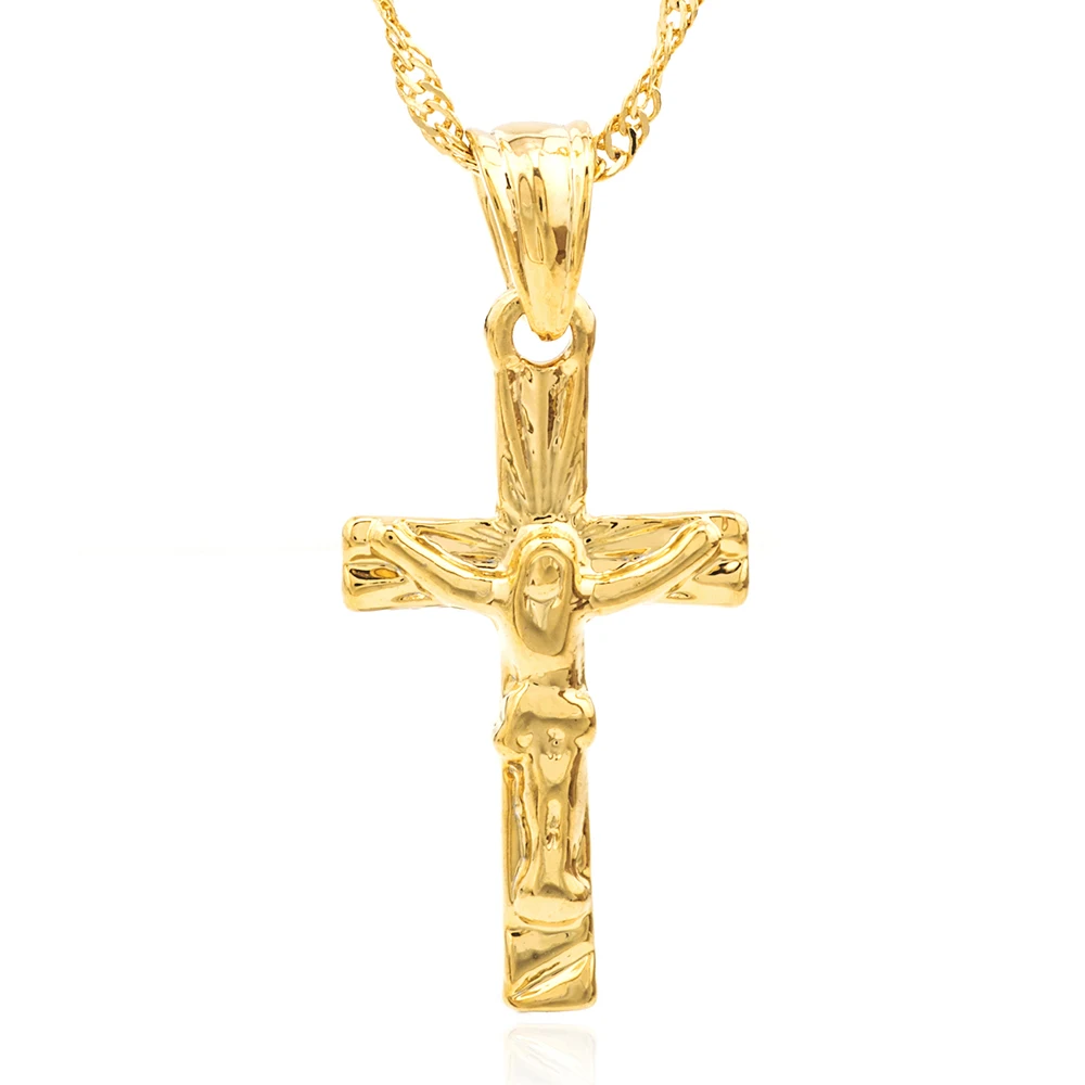 Цепочка с подвеской крестом золотистого цвета P040|crucifix jesus|crucifix cross pendantcrucifix pendant |