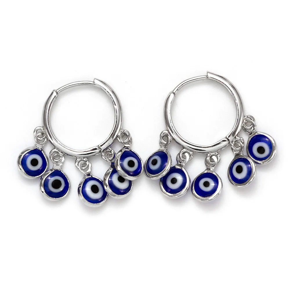Blue Серьги из голубого бисера с кисточками от сглаза, медные серьги для женщин и девушек, ювелирные изделия, подарок, турецкий стиль, женские серьги EY5354 - Окраска металла: Blue