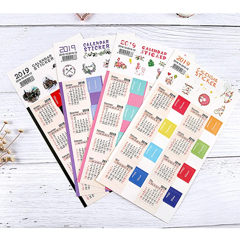 Наклейки для ноутбука с календарем 4 вида конструкций 2019|planner tab|stickers plannernotebook index |