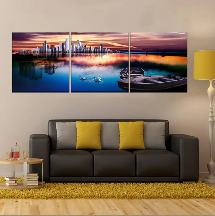 3 шт. декоративные картины на холсте лебедей|paint on canvas|art picturesmodern wall painting |