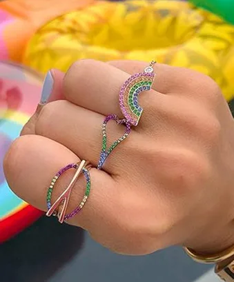 Женские обручальные кольца eternityheart shape rainbow cz простые прозрачные с цирконием для