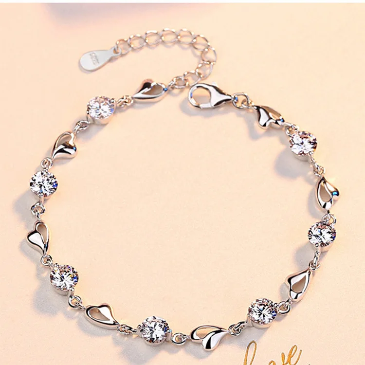 Браслет из 925 серебра с цирконом. Женская корейская версия. Простая, персональная, олицетворяющая собой юность студентов. Подарок на день рождения для девушки.