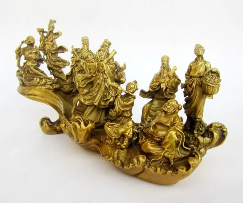 Китайский дракон из латуни Loong Gourd Basket Fan Eight Immortal 8 God Statue | Дом и сад