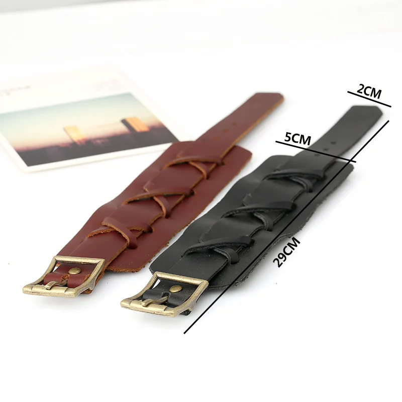 Оптовая продажа Прямая поставка мужской браслет кожаный панк Байкерский