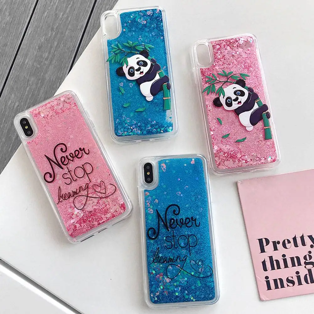 Чехол для телефона KISSCASE Panda iPhone 7 XR XS MAX Funda 8 Plus чехол с жидким песком 6 Coque 6s |