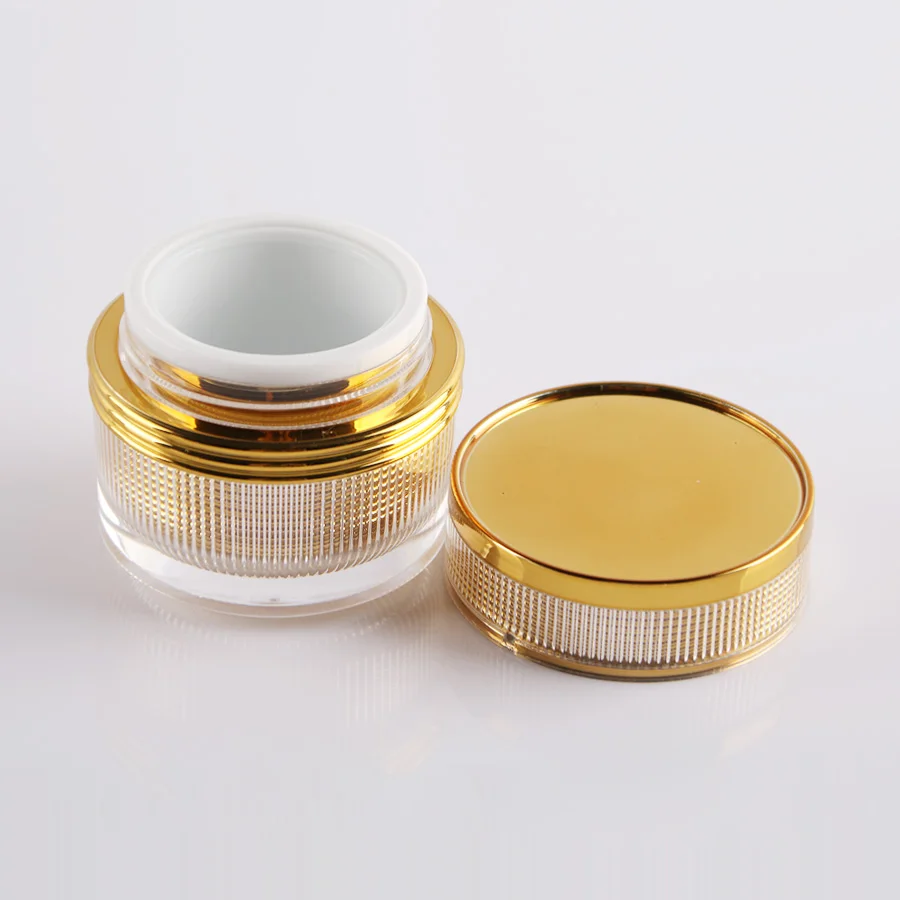 

50G 1.67OZ GOLD ACYLIC Cylindrical shape SKIN CARE MASK CREAM COSMETICS JAR CONTAINER BOTTLE PACKING (50PCS)MERX BEAUTY BRAND