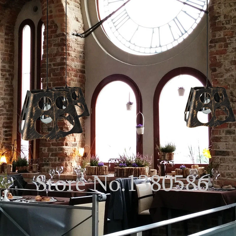 

Vintage Creative personality bird cage Pendant Light E27 iron Retro crystal Pendant Lamp Handing light for Restaurant Coffee Bar