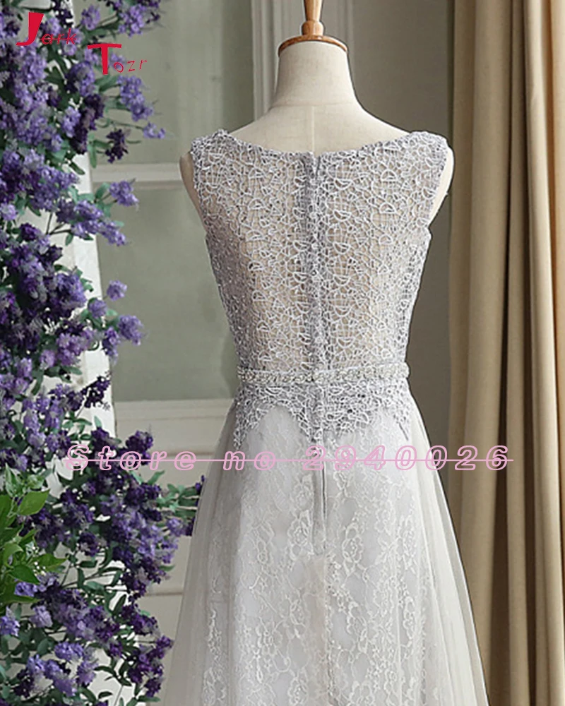 Jark Tozr New Arrival Grey Lace Bridesmaid Dress 2019 Crystal Belt Brautjungfernkleid Zipper Back Simple Vestido Dama De Honra | Свадьбы и