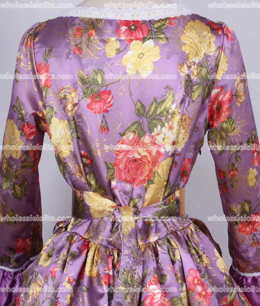 

HOT!! Global FreeShipping 18th Centry Rococo Style Marie Antoinette Stage Purple Print Costumes