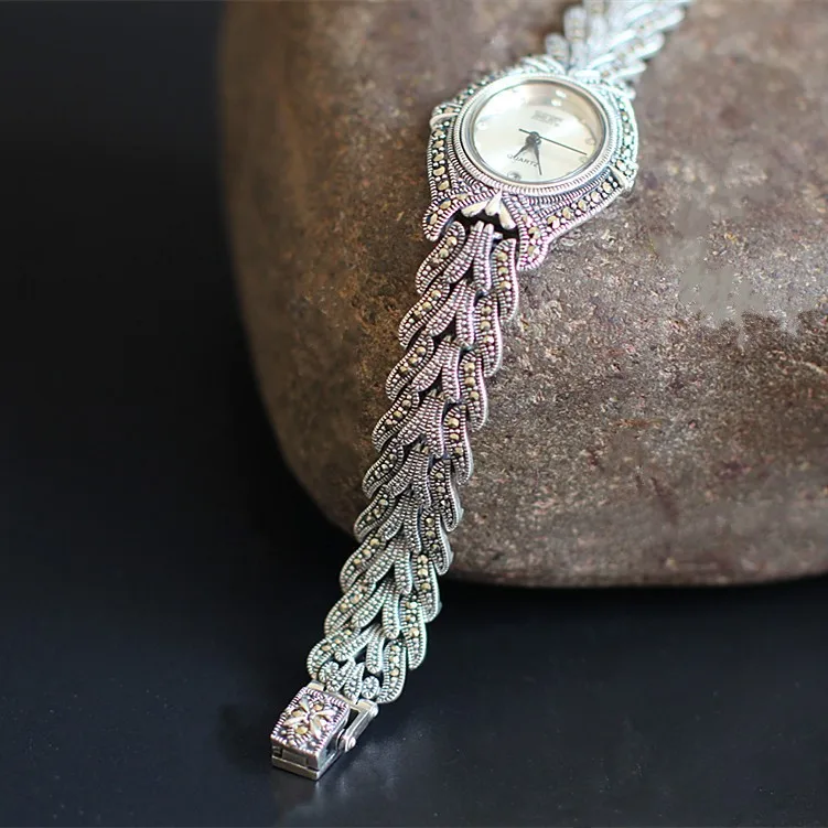 Часы браслет из серебра 925 пробы с календарем|Гибкие и жесткие браслеты| |